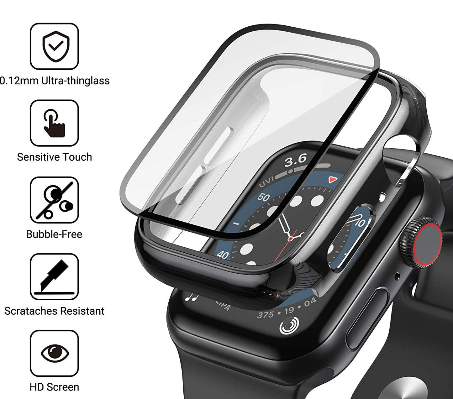 Crystal ™ - Protector de pantalla Apple Watch con vidrio templado